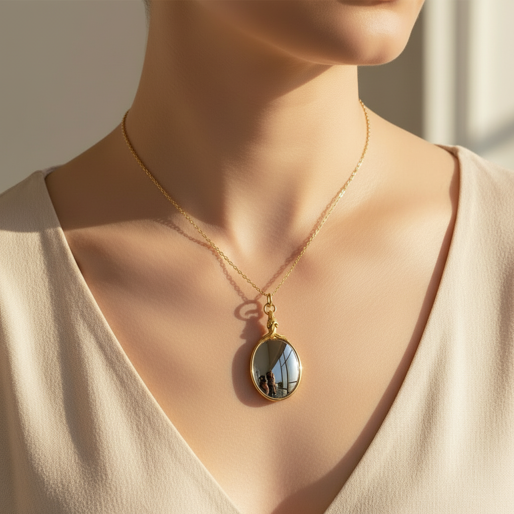 Pendentif Miroir Cheval - Or Jaune - Époque Victorienne