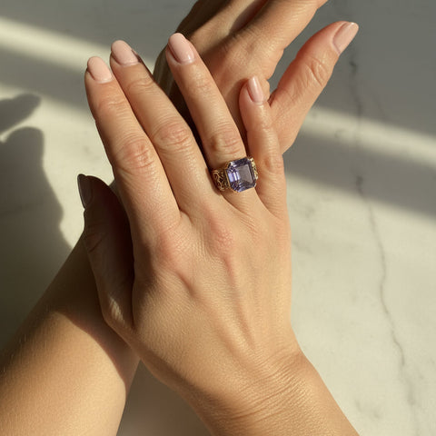 Bague Ancienne - Or Rose - Améthyste - Année 60