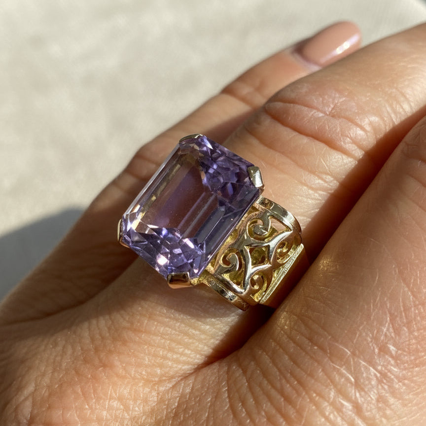 Bague Ancienne - Or Rose - Améthyste - Année 60