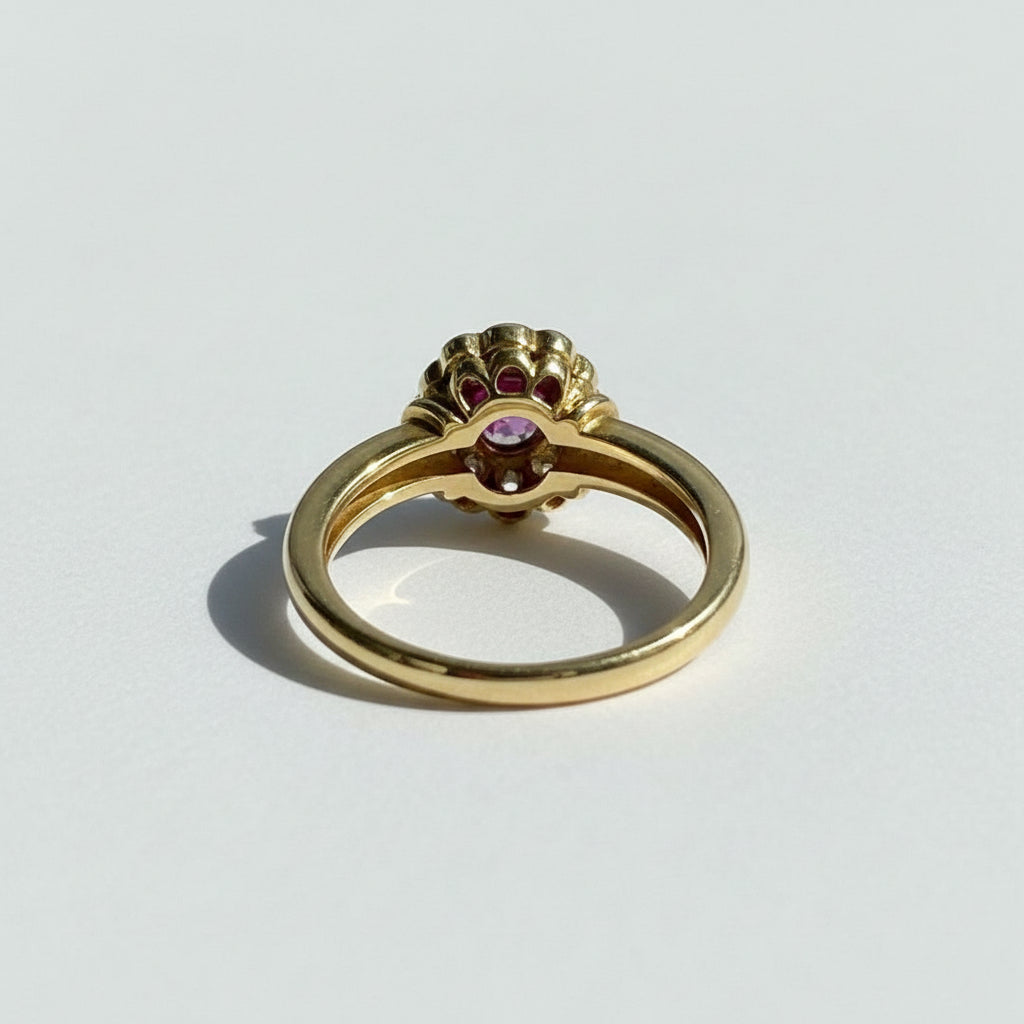 Bague Marguerite Or jaune - Diamants et Rubis