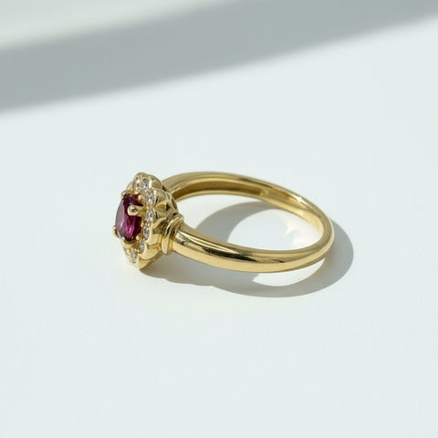 Bague Marguerite Or jaune - Diamants et Rubis