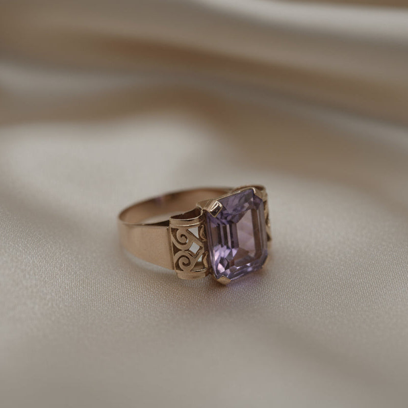 Bague Ancienne - Or Rose - Améthyste - Année 60