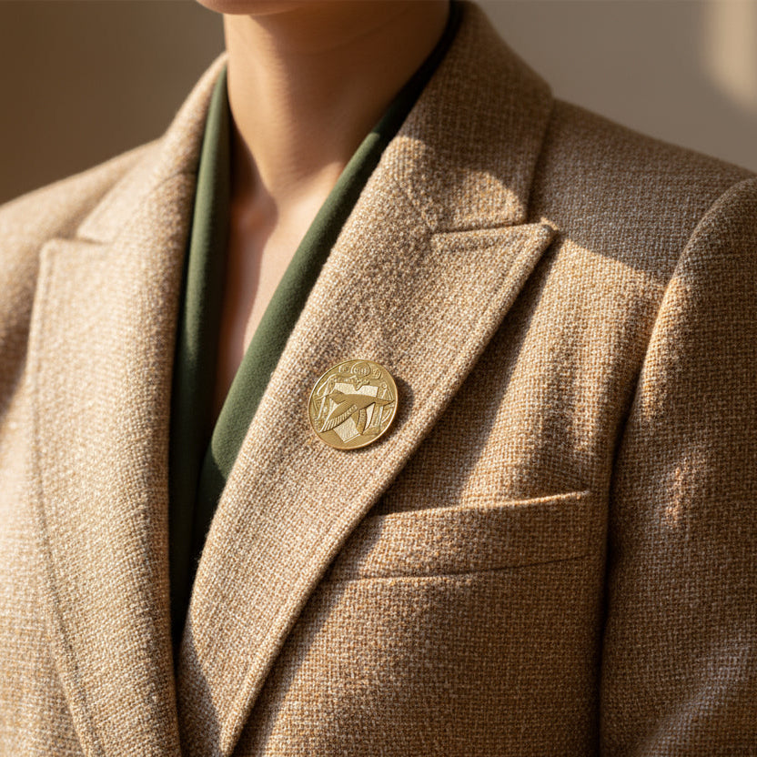 Hermes Paris - Médaille Broche Oiseau - Or Jaune