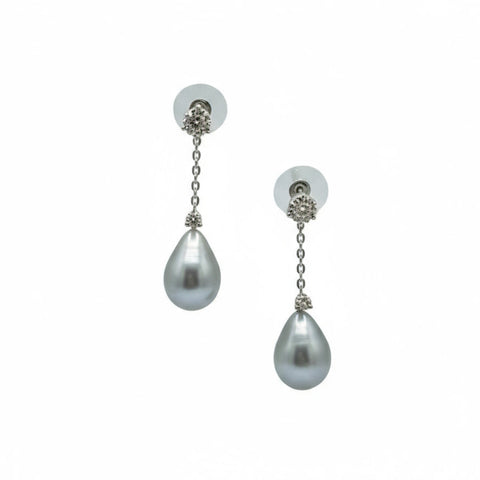 Boucles d’oreilles - Perle de culture et Diamants