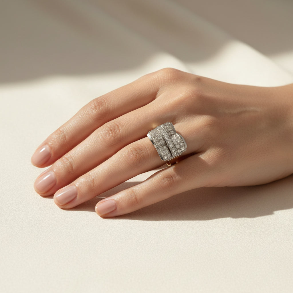 Bague Tank - Or rose et Diamants