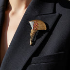 Broche Ancienne Or Rose et Platine - Diamants et rubis