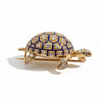 Broche Tortue en Or, Émaillée et Sertie de Diamants