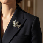 Broche Feuillage Or Blanc - Diamants