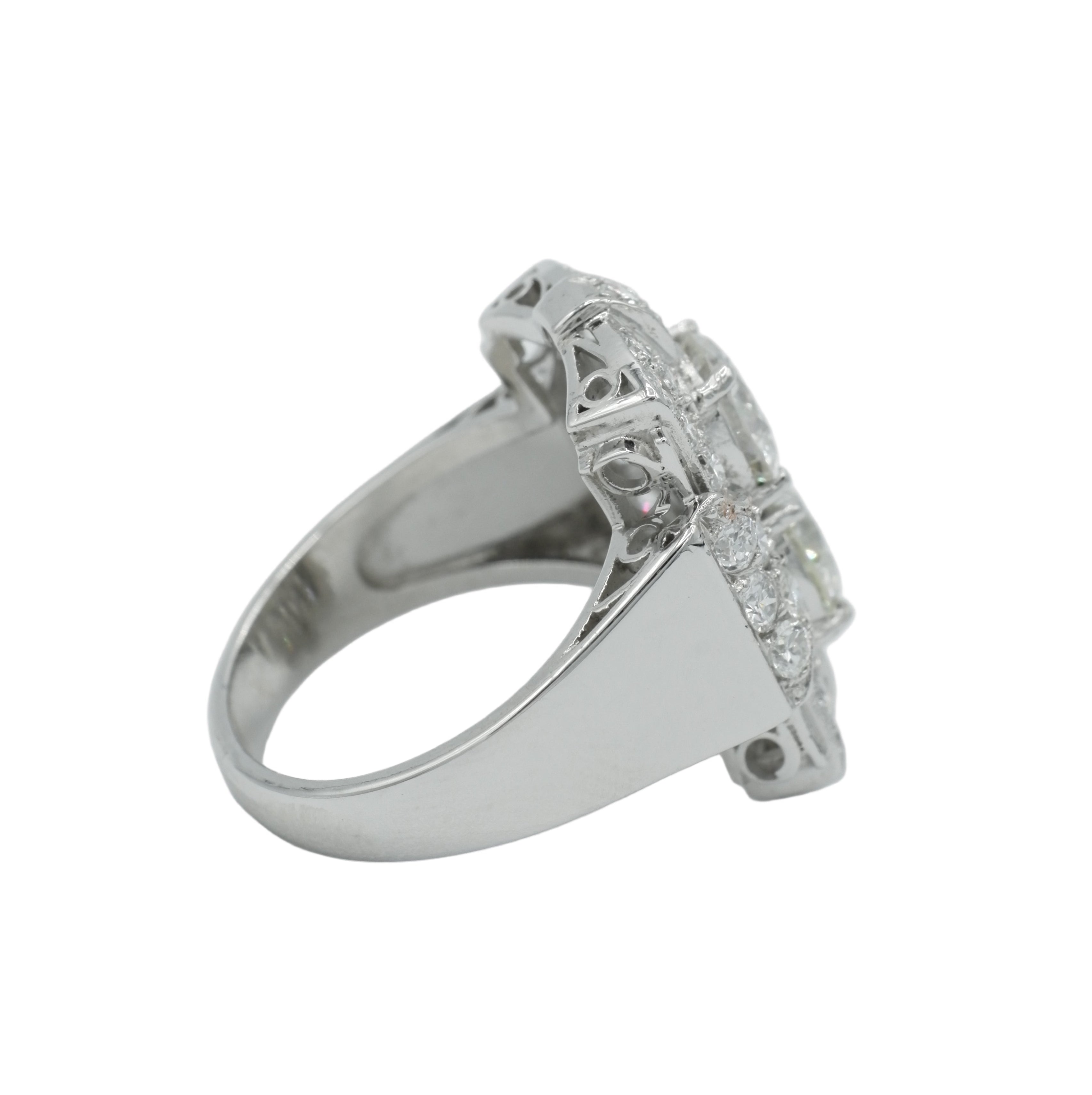 Art déco - Bague Platine - Diamants 3,72 carats
