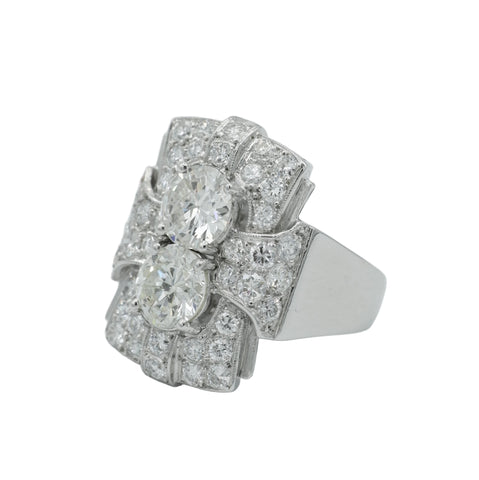 Art déco - Bague Platine - Diamants 3,72 carats