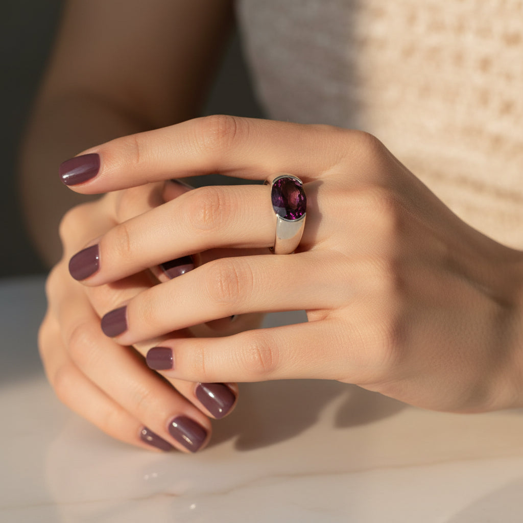 Bague Jonc Or blanc - Tourmaline 3,63 carats