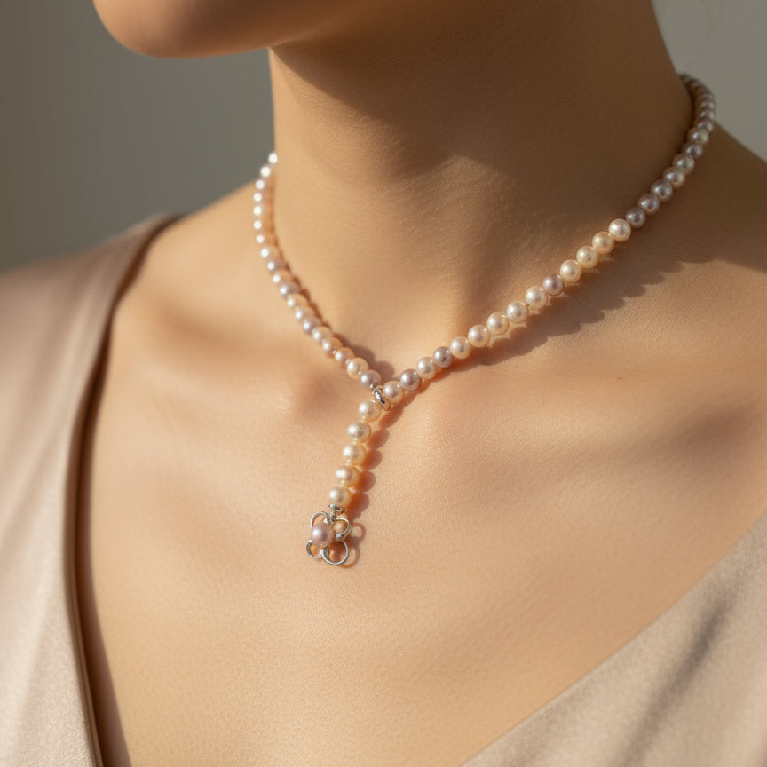Collier Perles de culture rosé - Or blanc