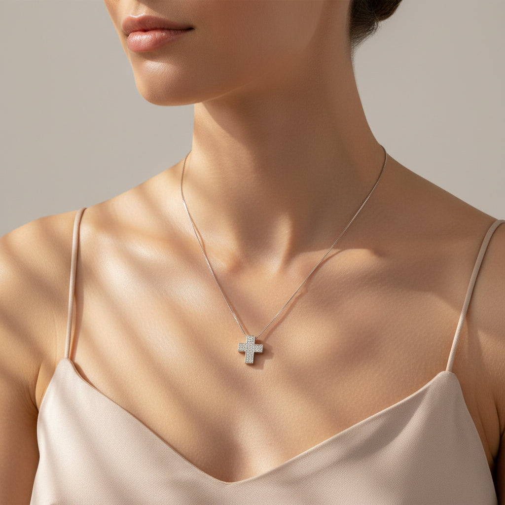 Salvini - Pendentif Croix Or blanc et Diamants