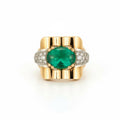 MELLERIO - Tank Ring in Yellow Gold - Emerald and Diamonds