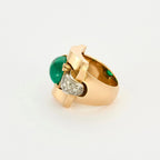 MELLERIO - Bague Tank Or jaune - Emeraude et Diamants