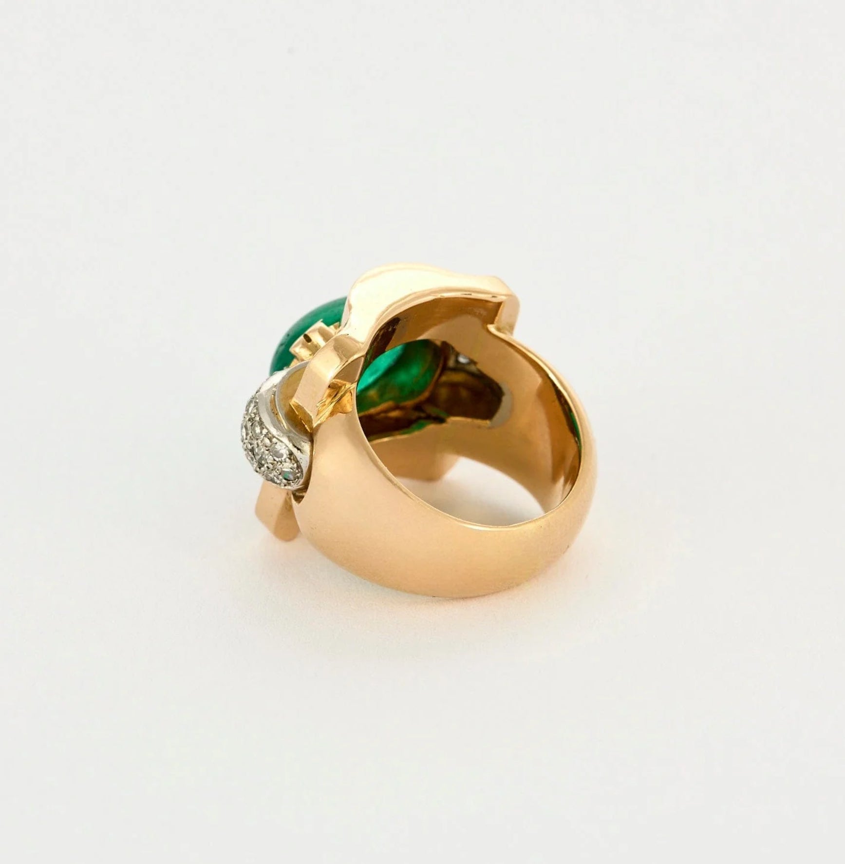 MELLERIO - Bague Tank Or jaune - Emeraude et Diamants