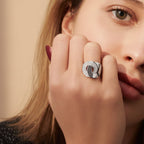 Dinh Van - Bague Menotte Grand Modèle - Or blanc et Diamants