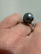 Bague Or blanc et perle de Tahiti