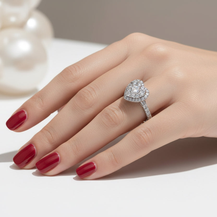 Bague Coeur - Or blanc et Diamants