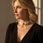 Vintage - Collier Ras de cou or Jaune et Perles de culture Baroque