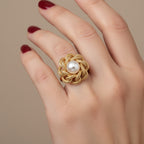 Vintage Yellow Gold and Cultured Pearl Ring
