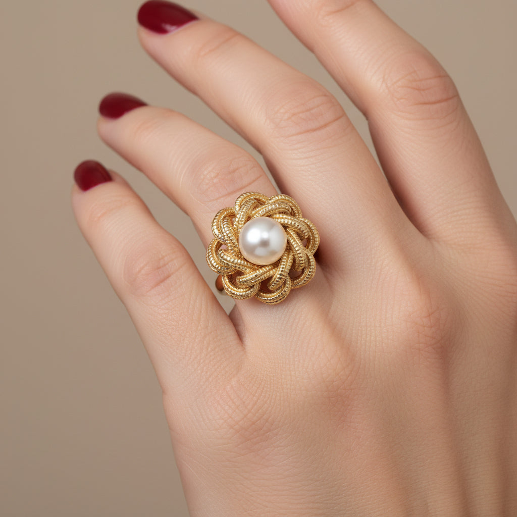 Vintage Yellow Gold and Cultured Pearl Ring