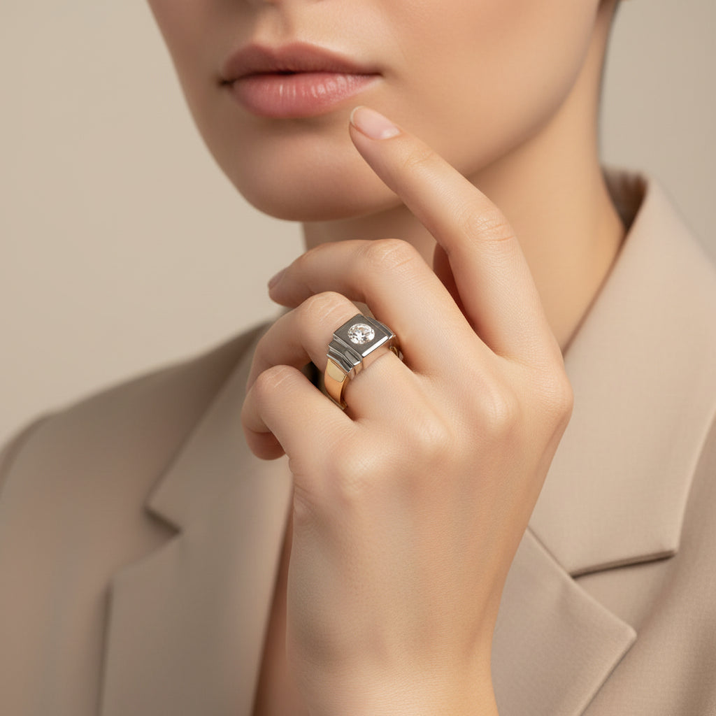 Art déco - Bague 2 ors - Diamant 0,50 carat