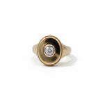 Yellow gold and diamond signet ring