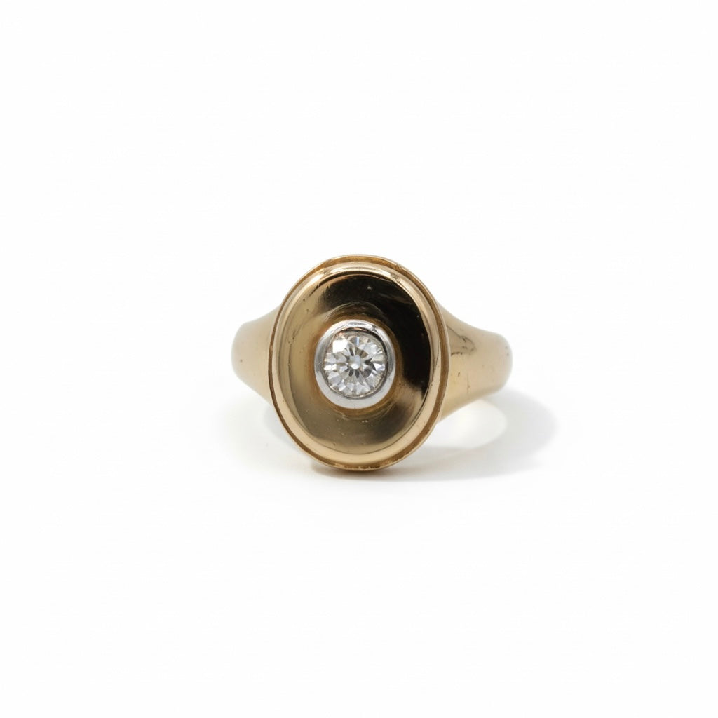 Yellow gold and diamond signet ring
