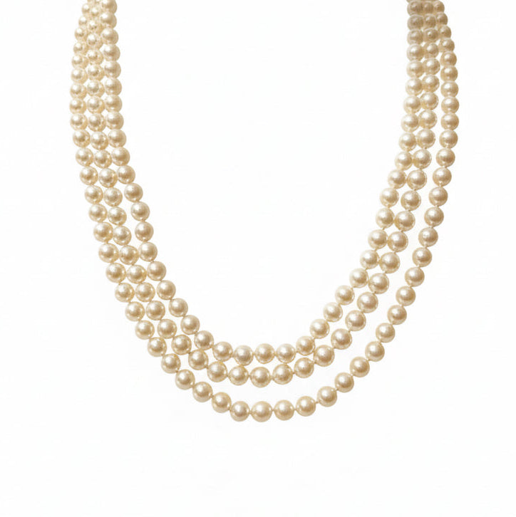 Collier Perles de culture- 3 rangs - Fermoir Or blanc