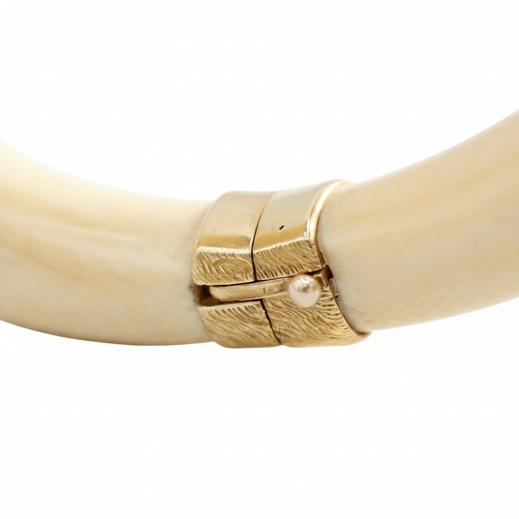 Bracelet Jonc Animalier - Ivoire - Or jaune