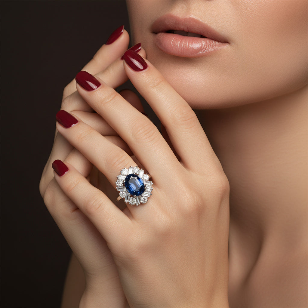 Bague Cocktail Saphir 3,74 carats - Année 70