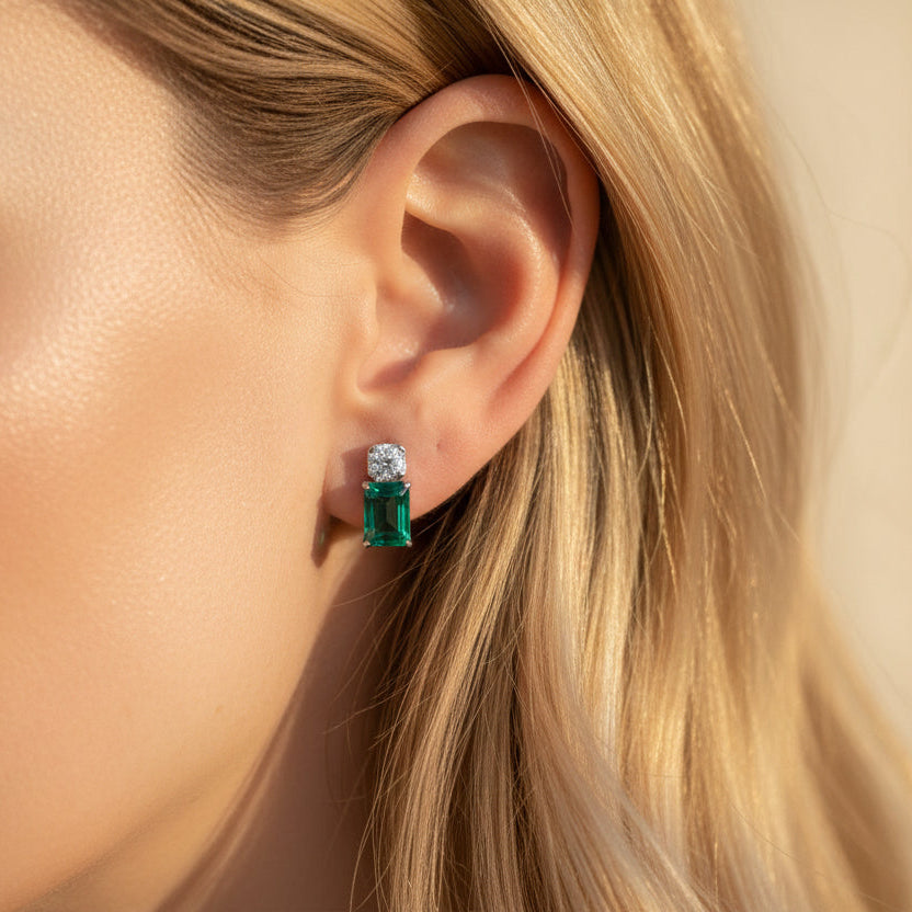 Boucles d’oreilles en or blanc - Émeraudes 2,40 carats