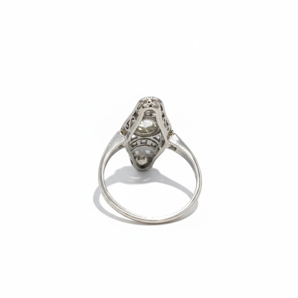 Art Deco - White gold and 0.35 carat diamond ring