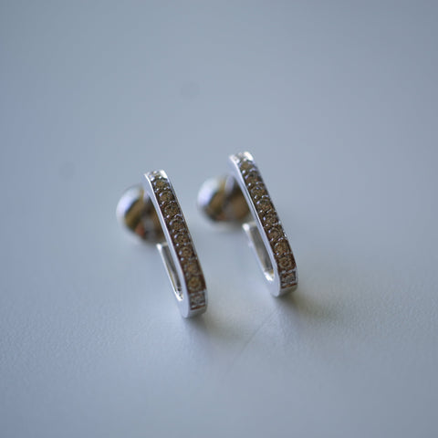 DINH VAN - Boucles d’oreilles Maillon - Moyen Modèle - Or blanc et Diamants