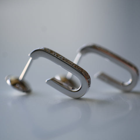 DINH VAN - Boucles d’oreilles Maillon - Moyen Modèle - Or blanc et Diamants