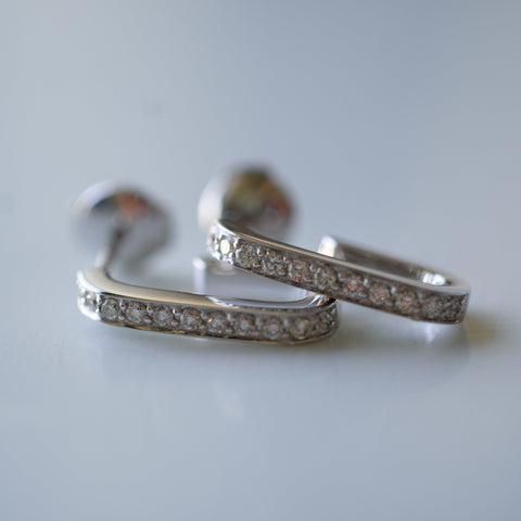 DINH VAN - Boucles d’oreilles Maillon - Moyen Modèle - Or blanc et Diamants