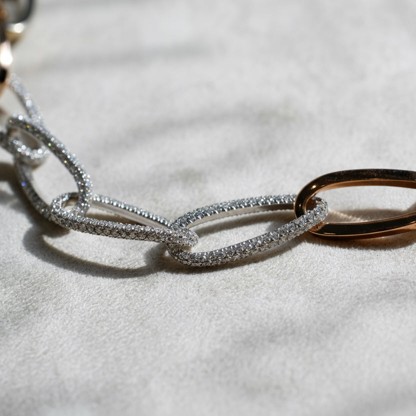 Collier Chaîne d’Ancre - Or blanc, Or rose et Diamants