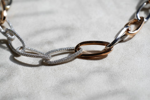 Collier Chaîne d’Ancre - Or blanc, Or rose et Diamants