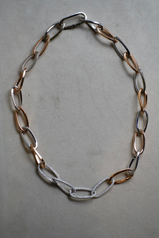 Collier Chaîne d’Ancre - Or blanc, Or rose et Diamants