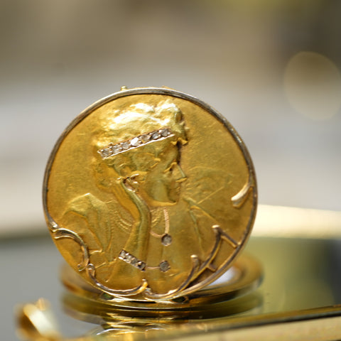 Pendentif Porte Photo - Or Jaune et Diamants