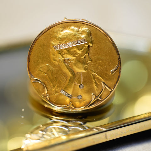 Pendentif Porte Photo - Or Jaune et Diamants