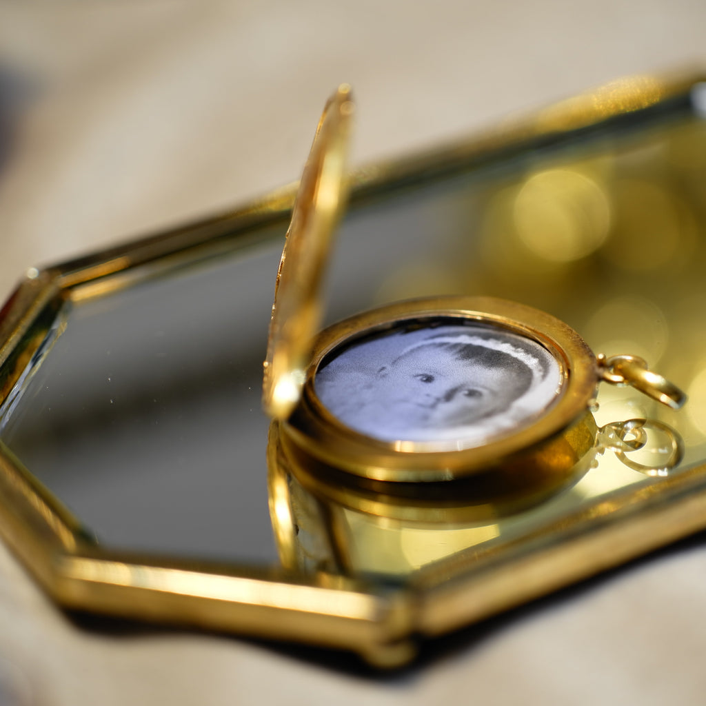 Pendentif Ancien Porte Photo - Or Jaune et Diamants