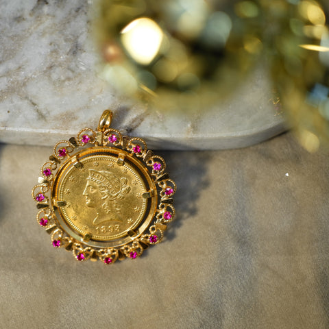 Pendentif Pièce 10 dollars - Or jaune