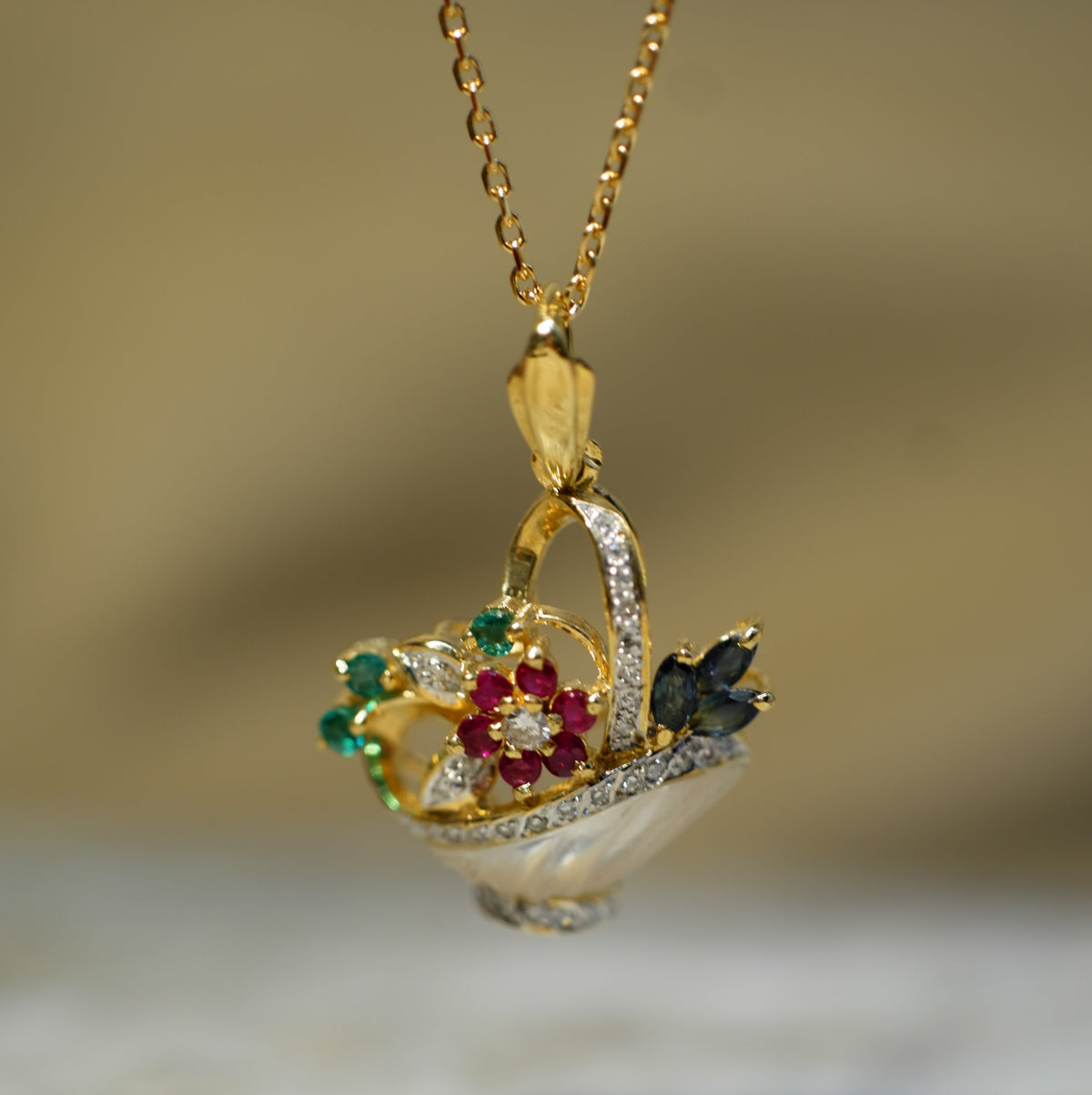 Pendentif Vintage Panier Or jaune