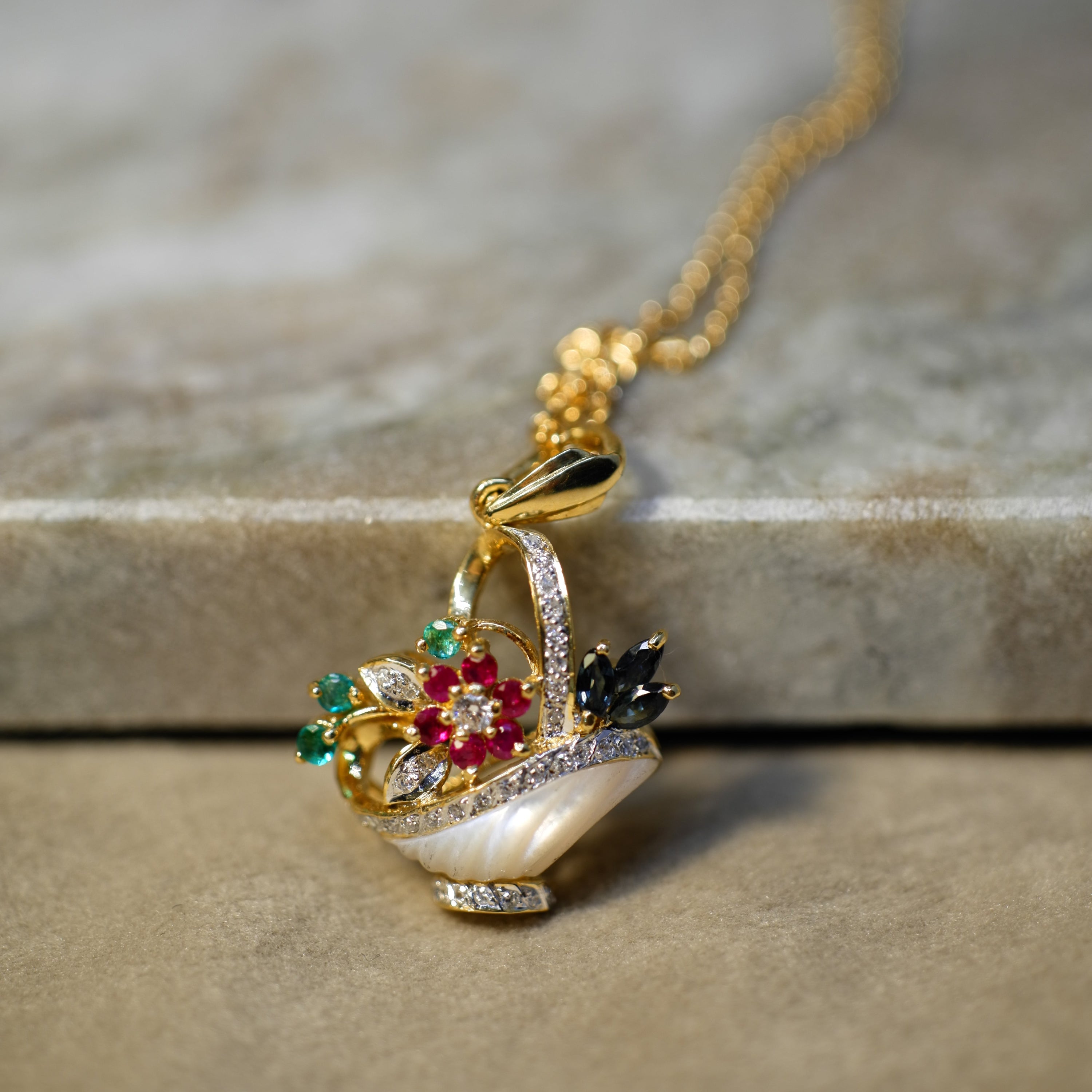 Pendentif Vintage Panier Or jaune