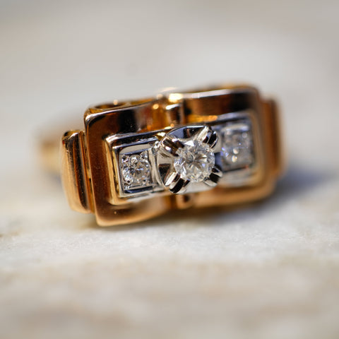 Bague Tank Or Rose et Diamants