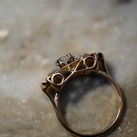 Bague Tank Or Rose et Diamants