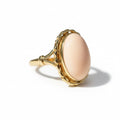 Yellow Gold Ring - Coral Cabochon