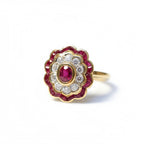 Bague Marguerite - Or Jaune - Diamants et Rubis